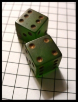 Dice : Dice - 6D - Pair Green Clear With White Pips